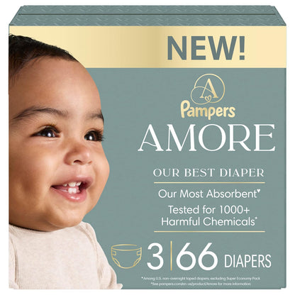 Pampers Amore Pañales Desechables, Hipoalergénicos y Sin Fragancia - Size 3 - 66
