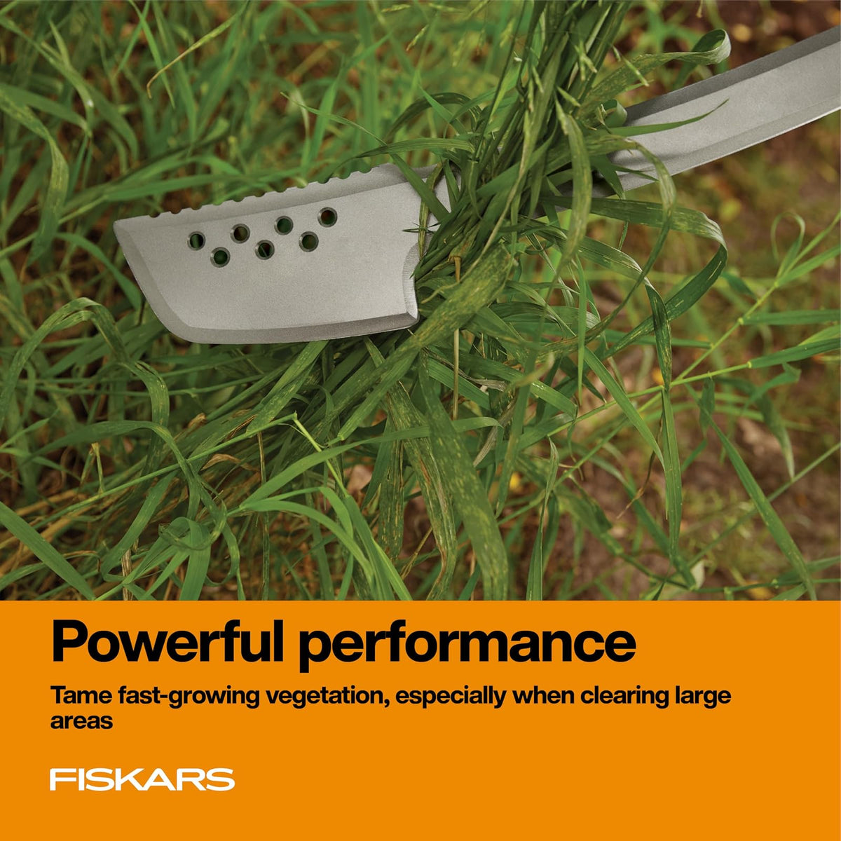 Fiskars Cuchillo Machete Bushcraft 18 Pulgadas | Paquete de 1, hoja acero endurecido, revestimiento resistente al óxido, mango texturizado, funda nylon