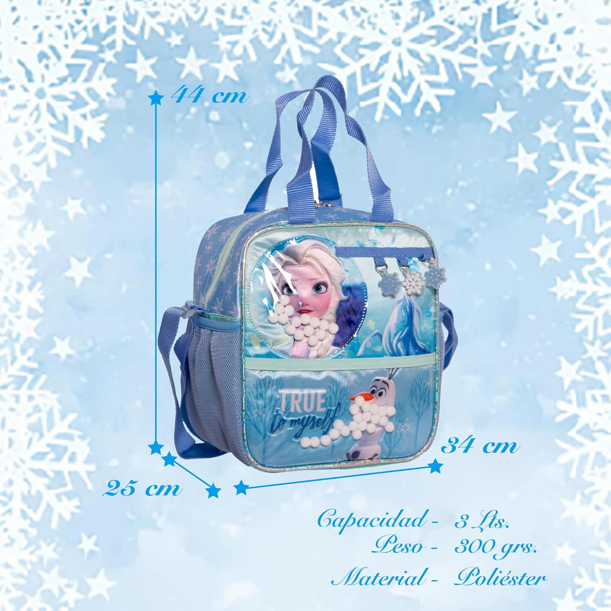Ruz Lonchera Infantil y Preescolar | Frozen | 100% Poliéster Capacidad 3 Litros | Lonchera de Tela para Niños con Compartimento y Asa de Mano | Recomendado desde 3 años