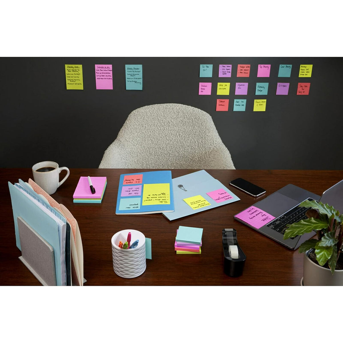 Post-it - Notas súper adhesivas, 3 x 3 pulgadas, 6 almohadillas para orejas/paquete, 90 hojas/almohadilla, colección exclusiva de colores , salpicaduras de agua, lima ácida, rosa tropical,