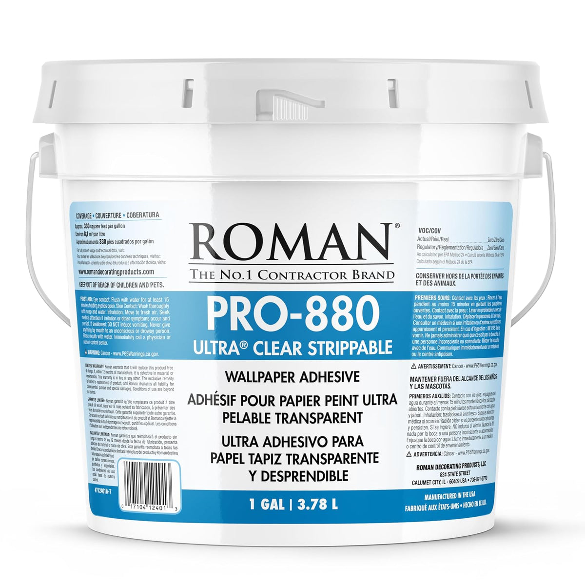Romano 012401 pro-880 Ultra Claro calcomanía, 1 gal | Para la mayoría de tipos y pesos de revestimientos murales