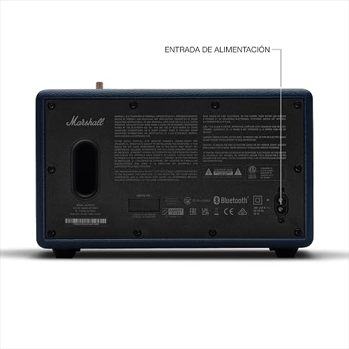 Marshall Acton III Bocina Bluetooth – Sonido Estéreo Potente con Controles de Bajos y Agudos | Funciona Conectada a la Corriente | Entrada Auxiliar de 3.5 mm | Azul Medianoche