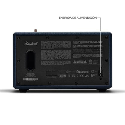 Marshall Acton III Bocina Bluetooth – Sonido Estéreo Potente con Controles de Bajos y Agudos | Funciona Conectada a la Corriente | Entrada Auxiliar de 3.5 mm | Azul Medianoche