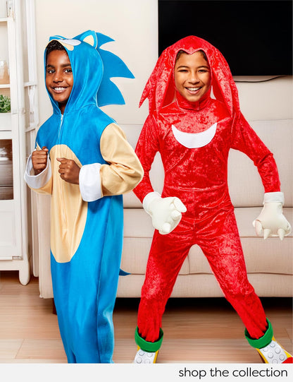 Rubies Sonic the Hedgehog: overol con cierre con capucha para niños, talla M
