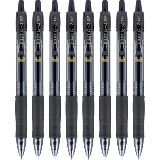 Pilot G2 - Bolígrafos de gel de alta calidad, 0.7, punta fina, suave, color negro, paquete de 8