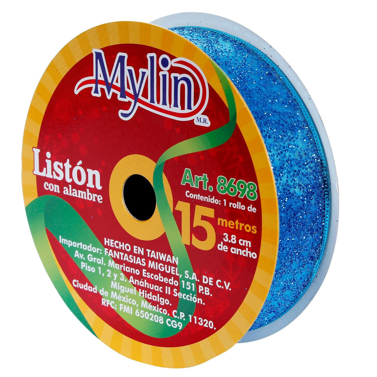 Fantasias Miguel Liston Organza Adorno Navideño Azul 4X15X15Cm Mylin