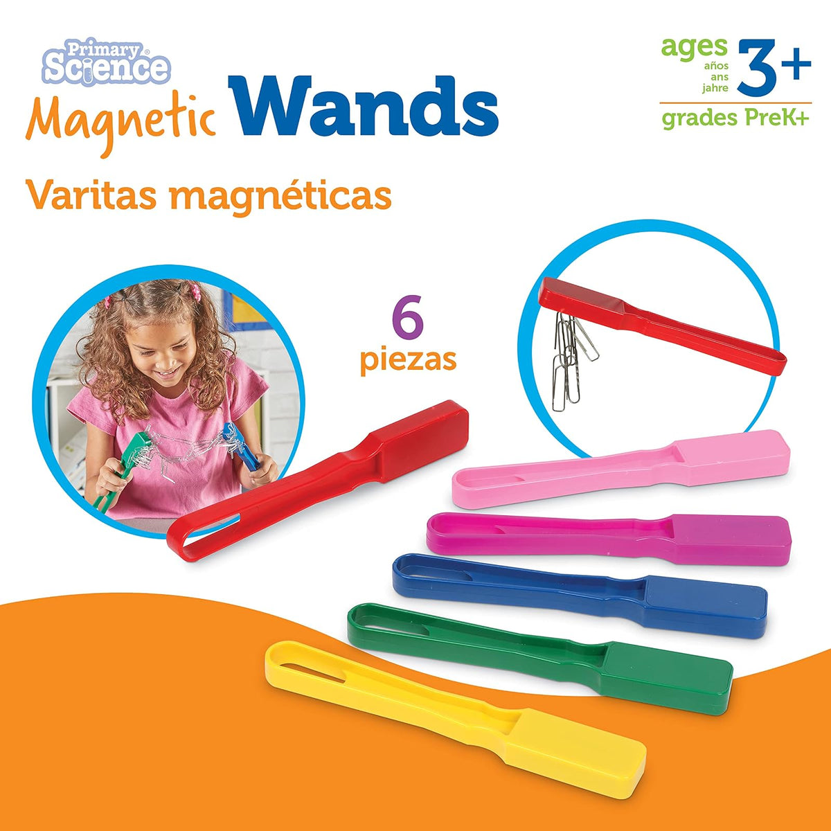Learning Resources LER0762 Magnetic Wands, Set de 6, 8 In L, Multicolor