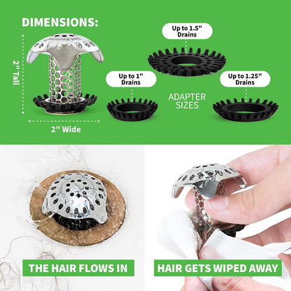 SinkShroom - Protector de desagüe para Fregadero de baño, de Acero Inoxidable con tapón