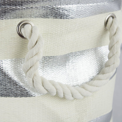 DII Cesta de Almacenamiento o contenedor, pequeño y Redondo, Tweed Gris, Stripe Silver, 1