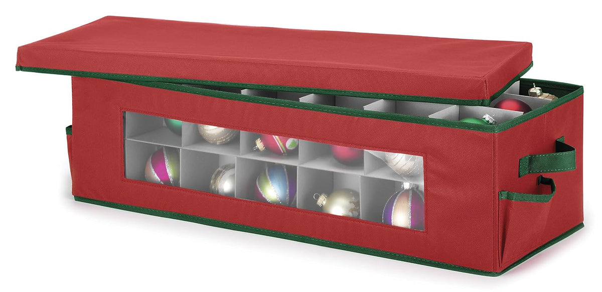Whitmor Ornament Storage Box 42 Compartments with Outer Pocket for Ornament Hooks