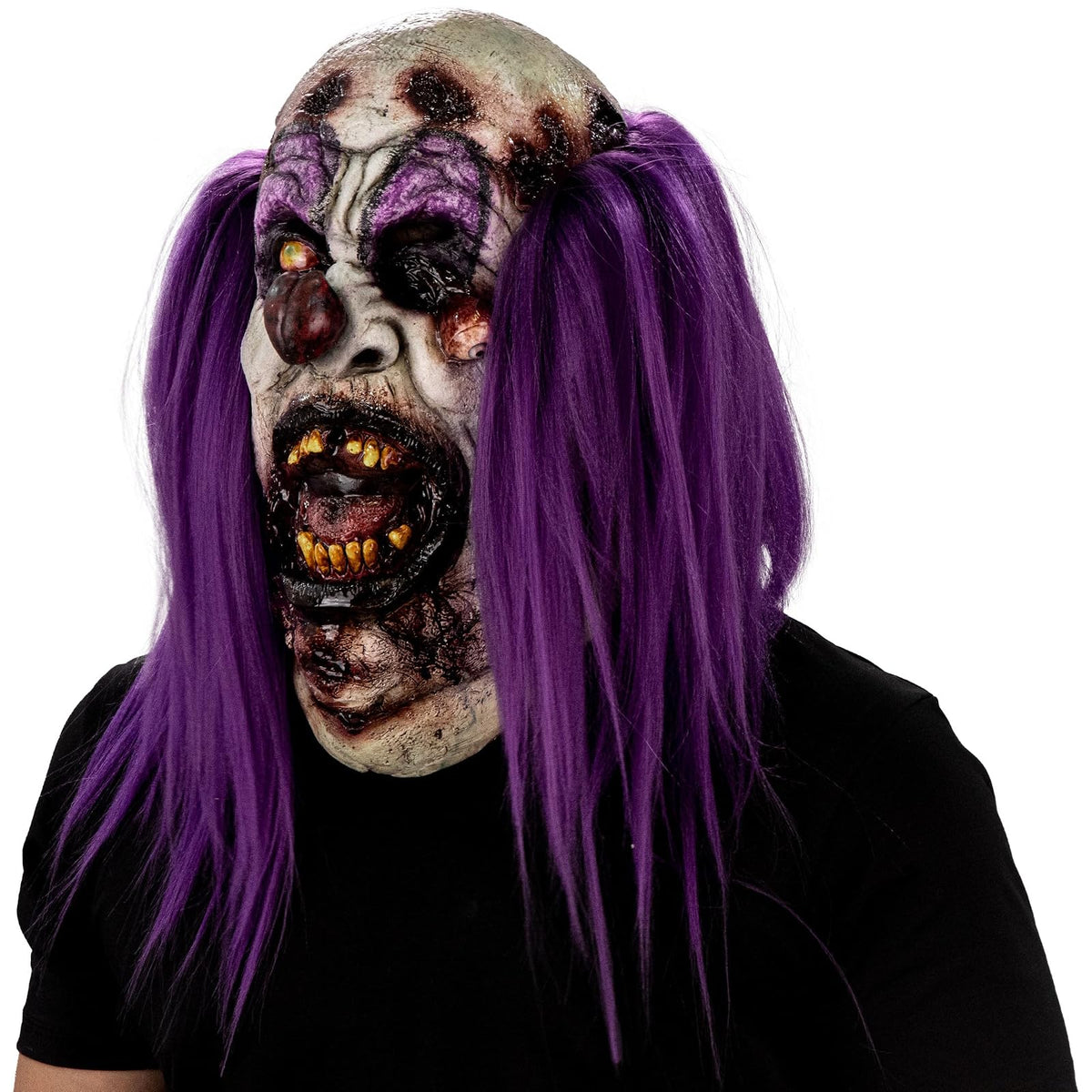 Ghoulish Productions Máscara De Látex Charly Gluttonous Zombie, Accesorio Látex Cosplay Payaso Glotón, Disfraz Aterrador para Halloween y Fiestas Temáticas, Cosplay Bufón Creepy, Diseño Artesanal