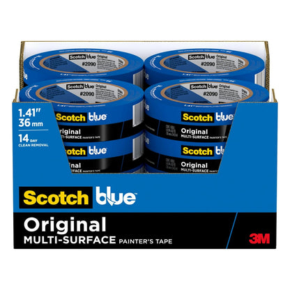 ScotchBlue Cinta de Pintores Multisuperficie 1.4" | Azul, 16 rollos, 1.4 pulgadas de ancho, hasta 14 días, sin residuos, resistente UV