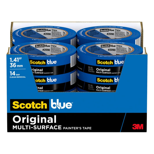 ScotchBlue Cinta de Pintores Multisuperficie 1.4" | Azul, 16 rollos, 1.4 pulgadas de ancho, hasta 14 días, sin residuos, resistente UV