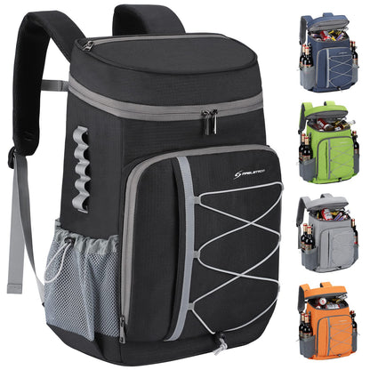 Maelstrom Mochila Hielera 35/50 Latas, Bolsa Hielera Suave Hermética | Frío 16h, bolsillos múltiples, silbato emergencia, acolchado ergonómico transpirable. Ideal camping, pesca, senderismo - Negro - 35 Can