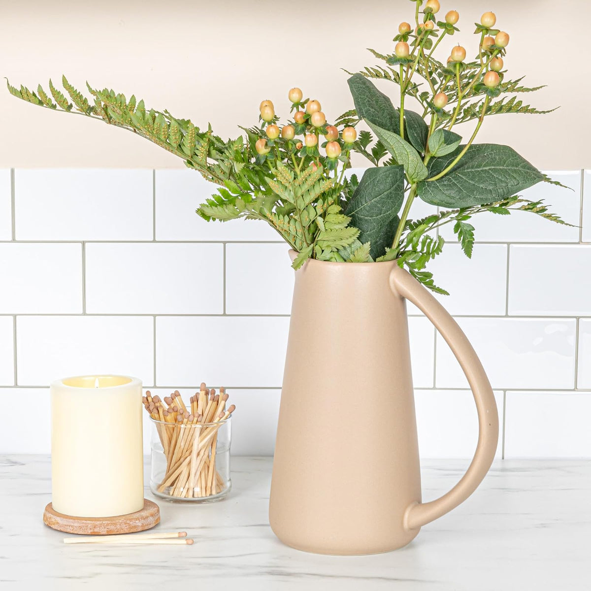 Bloomingville - Jarra de gres, color beige
