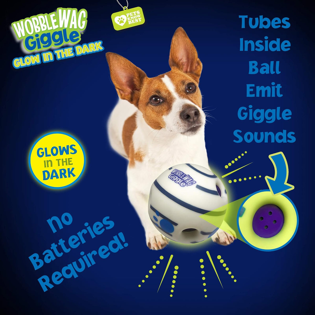 Wobble Wag Giggle Brilla en la Oscuridad, Juguete Interactivo para Perro, Divertidos Sonidos de Risa Cuando se enrollan o se agita, Las Mascotas Saben Mejor, como se ve en la televisión