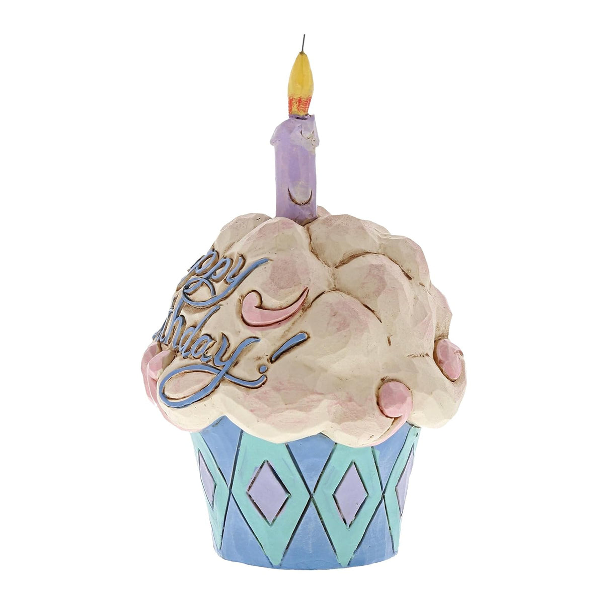 Enesco (4052066 Jim Shore Heartwood Creek Mini Birthday Cupcake Stone Resin Figurine, 3.75", Multicolor