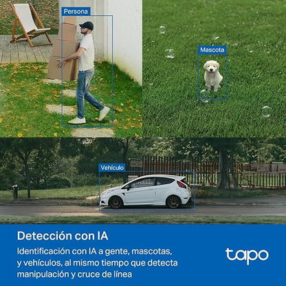 TP-Link Tapo C520WS Cámara de Seguridad WiFi Exterior - Resolución 2K - Cobertura 360° - Visión Nocturna a Color - Detección de Movimiento - Alarma de Luz y Sonido - 512GB - App Tapo - Protección IP66