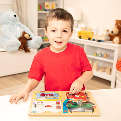 Melissa & Doug Tablero de Juego con Cierres y Cerraduras, Juguete de Madera, Juguete Educativo, Construcción Robusta de Madera, Ayuda a Desarrollar Habilidades Motoras Finas (5.842 cm alto x 24.003 cm ancho x 3.556 cm largo)