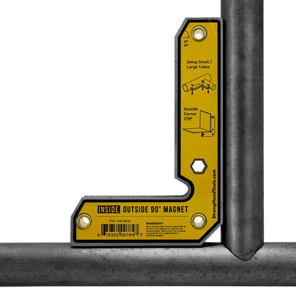 Ángulo cuadrado magnético, imanes interior/exterior, ángulo fijo, 90° (30°, 60°), fuerza de tracción de 40 libras, 6 pulgadas de longitud, cuadrado de soldadura, 6 pulgadas, MLD600, herramientas manuales fuertes