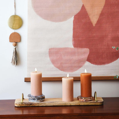 Main + Mesa Terracota y Metal Boho Inspirado en la Pared Decoración Grande, Terracota y Metal, Pequeño