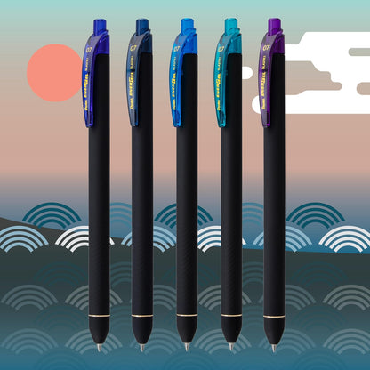 Pentel EnerGel Kuro Shades of the Ocean, bolígrafo retráctil de gel líquido, varios colores de tinta, paquete de 5 (BL437OCNPF5)