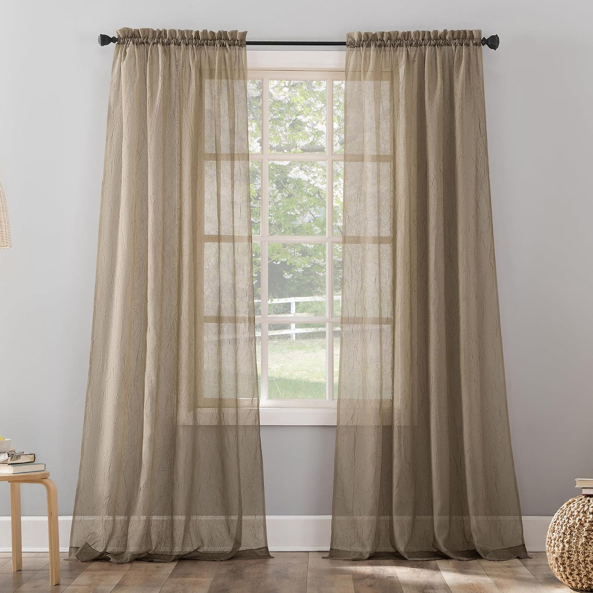 No. 918 Erica Panel de Cortina de Gasa Transparente - 1 - Gris pardo - 129.5An x 213.4Al cm (1 Paneles)