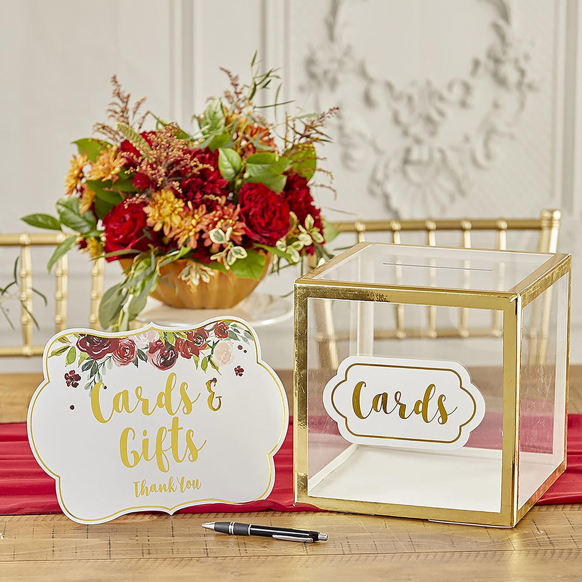 Kate Aspen - Caja para tarjetas de boda, talla única, transparente/dorado