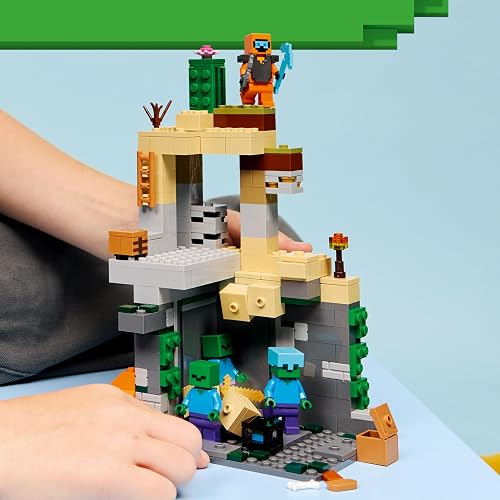 LEGO Minecraft El Calabozo de Zombies – Juguete de Construcción y Juego para Niños y Niñas Desde 8 Años – Set Minecraft con 3 Zombies, Figura de Guerrero y Accesorios – 21587
