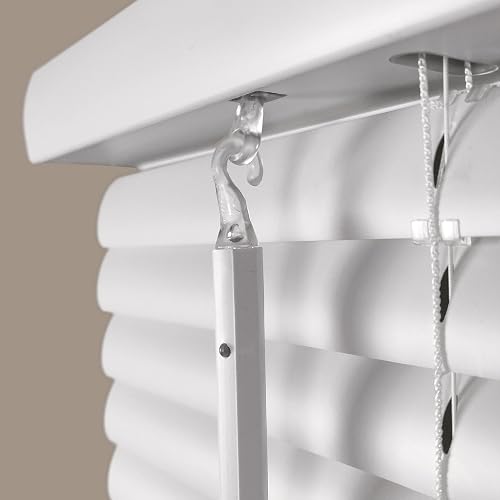 Calyx Interiors - Mini persianas de Filtro de luz sin Cable, Color Blanco de 1 Pulgada de Ancho x 36 Pulgadas de Alto, persianas horizontales de Vinilo para Ventanas Interiores