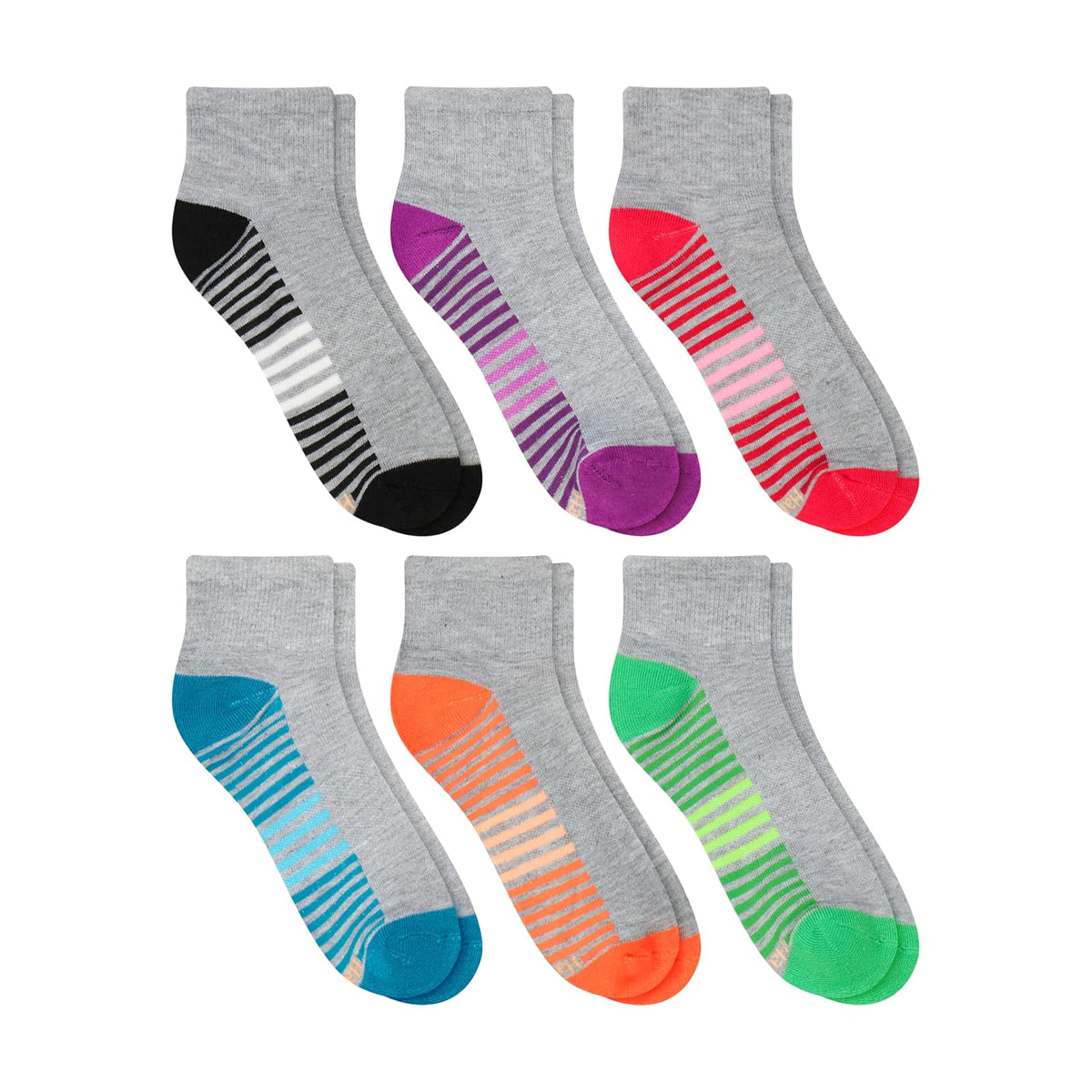 Hanes Calcetines Tobilleros para Mujer, Paquete de 6, Multicolor, Talla 8-12