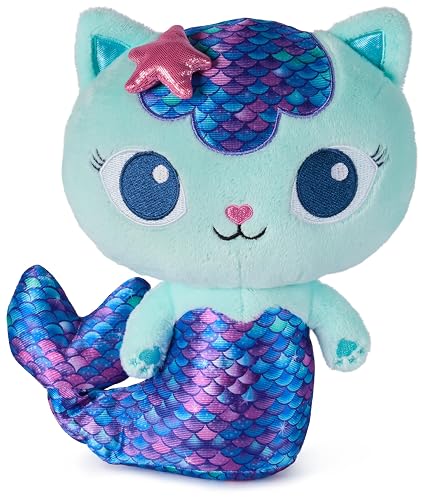 Gabby's Dollhouse, Fin-Tastic Mercat, Juguete de Peluche de Alta Calidad, 10 Pulgadas de Alto con Cola de Sirena en Movimiento, Juguetes para niños para niñas y niños a Partir de 3 años