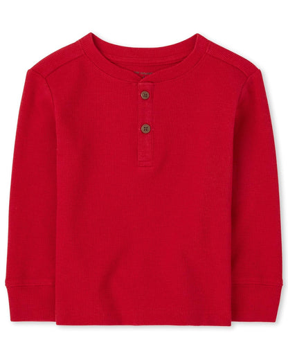 Playera Térmica Henley Manga Larga The Children's Place para Niño - rojo, (ClassicRed) - 3T