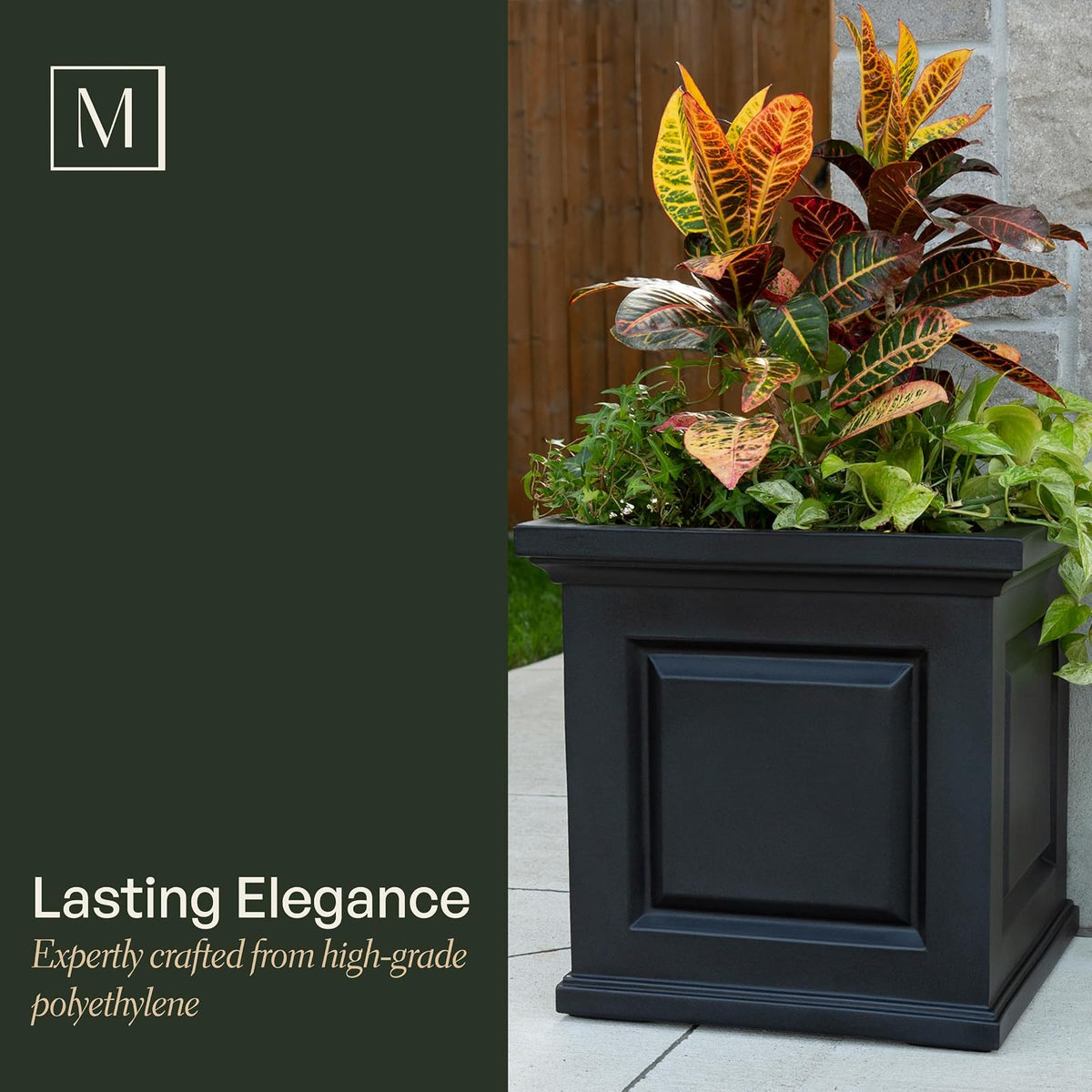 Mayne Nantucket - Maceta Cuadrada de 20 Pulgadas, autonegable, Resistente a la Intemperie para Flores, diseño Duradero al Aire última intervensión para Patio, Porche o Entrada