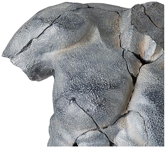 Sagebrook Home Escultura Moderna de Torso Masculino Agrietado de Estatua de Resina con Acabado Negro Texturizado decoración artística del hogar 15 x 9 x 25 Pulgadas