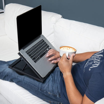 Mind Reader LTADJUST-BLK - Escritorio Portable Ajustable para Laptops con 8 posiciones, acolchonado, negro