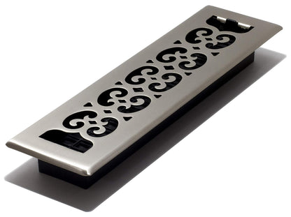 Decor Grates - Plantilla de piso con ruedas, 5,08 x 30,48 cm, 2x12 Inch, Acabado cepillo níquel (Brushed Nickel Finish)