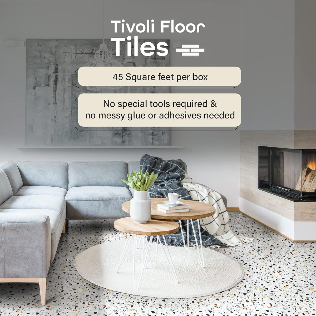 Tivoli - Azulejos de vinilo autoadhesivos, 45 azulejos, 12 x 12 pulgadas, mosaico, despegar y pegar, suelos de bricolaje para cocina, comedor, dormitorios, sótanos y baños de Achim Home Decor
