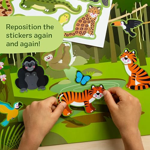Melissa & Doug Bloc de Adhesivos Reutilizables de los Hábitats, Lámina Extra Grande de Actividades con Autoadhesivos, Fondos Extraíbles, Libros de Actividades Para Niños (150 calcomanías)