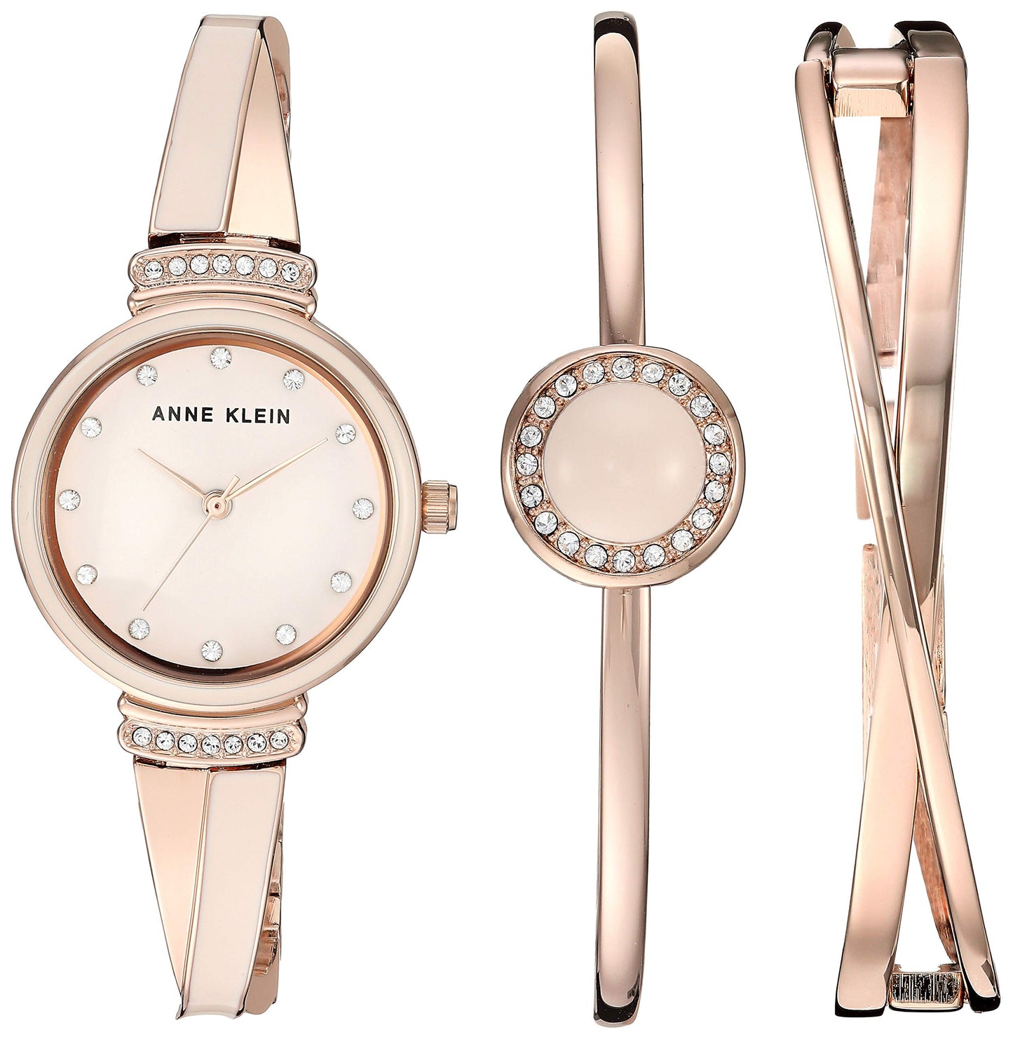 Reloj Anne Klein Crystal Accented set con Pulsera para Mujer, pulsera de Acero Inoxidable