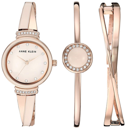 Reloj Anne Klein Crystal Accented set con Pulsera para Mujer, pulsera de Acero Inoxidable