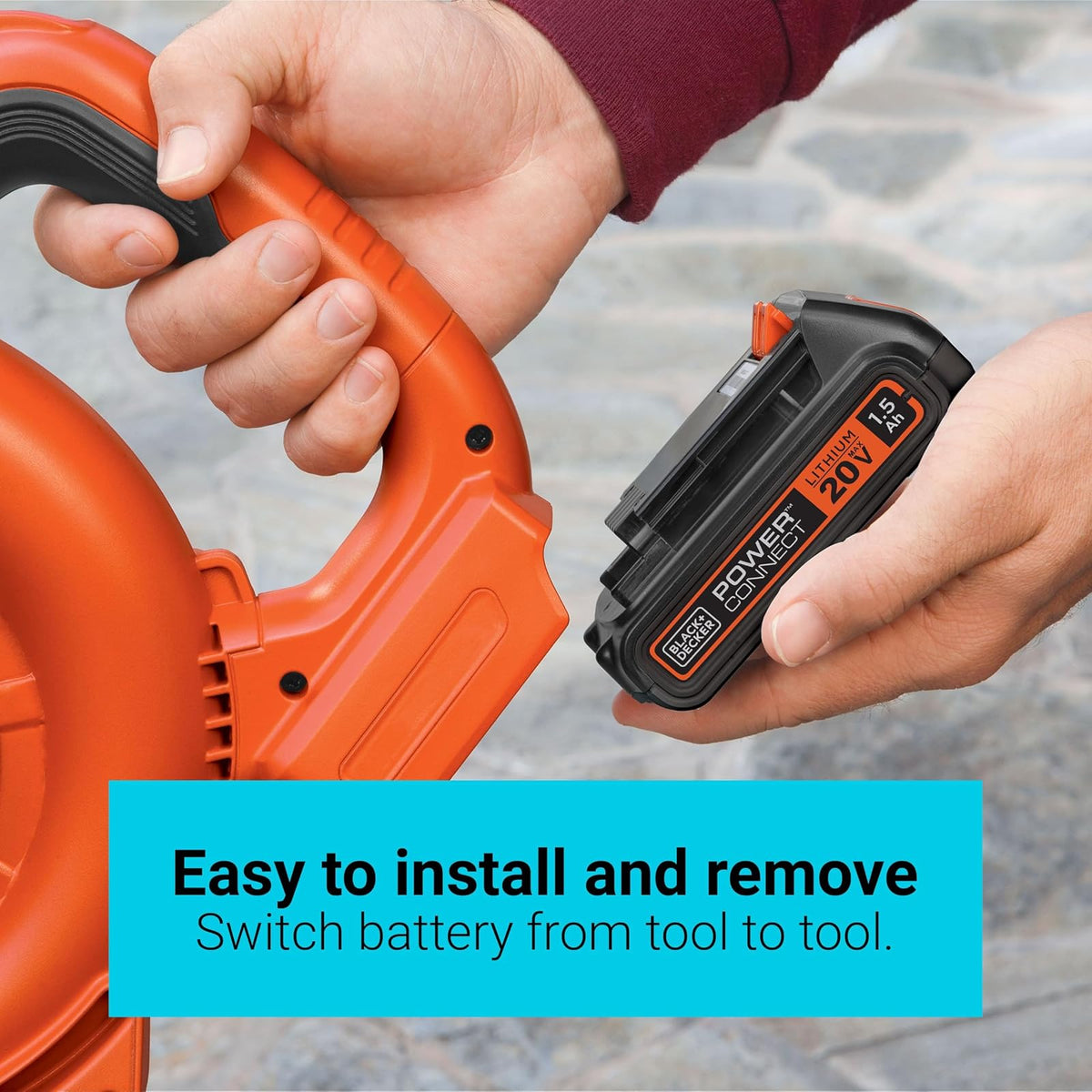 Batería Black+Decker de 20 V MAX, batería de Iones de Litio de 1,5 Ah, Tiempo de Funcionamiento extendido, Compatible con Herramientas, Equipos para Exteriores y aspiradoras de 20 V (LBXR20)