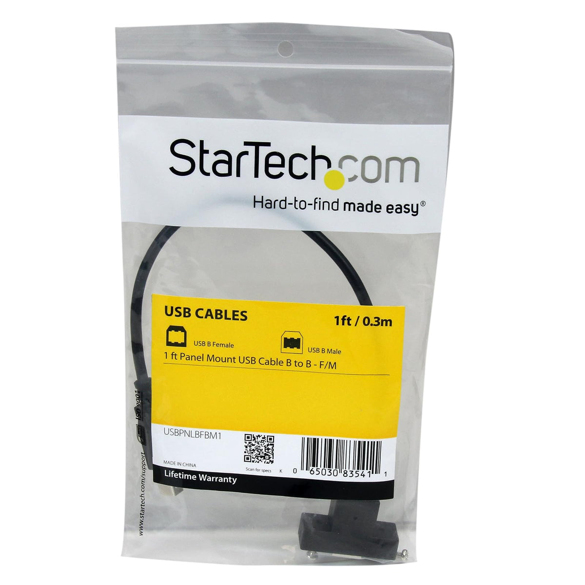 StarTech USBPNLBFBM1 Cable USB de Montaje en Panel USB B a USB B de 30 cm, Hembra a Macho, 30 cm