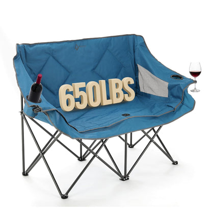 Arrowhead Outdoor - Sofá de Cama Doble Plegable portátil con 2 Tazas y Soporte para Copas de Vino, Bolsa de Transporte Resistente, Asientos Acolchados y apoyabrazos, soporta hasta 500 Libras, Soporte