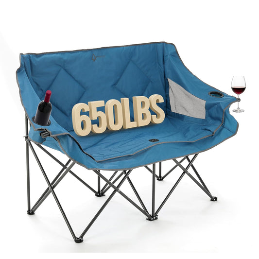 Arrowhead Outdoor - Sofá de Cama Doble Plegable portátil con 2 Tazas y Soporte para Copas de Vino, Bolsa de Transporte Resistente, Asientos Acolchados y apoyabrazos, soporta hasta 500 Libras, Soporte