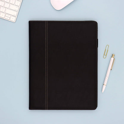 Cielo azul profesional piel Pad Folio, 24,1 x 30,5 cm Negro, Papel Bloc de notas incluido (14714)