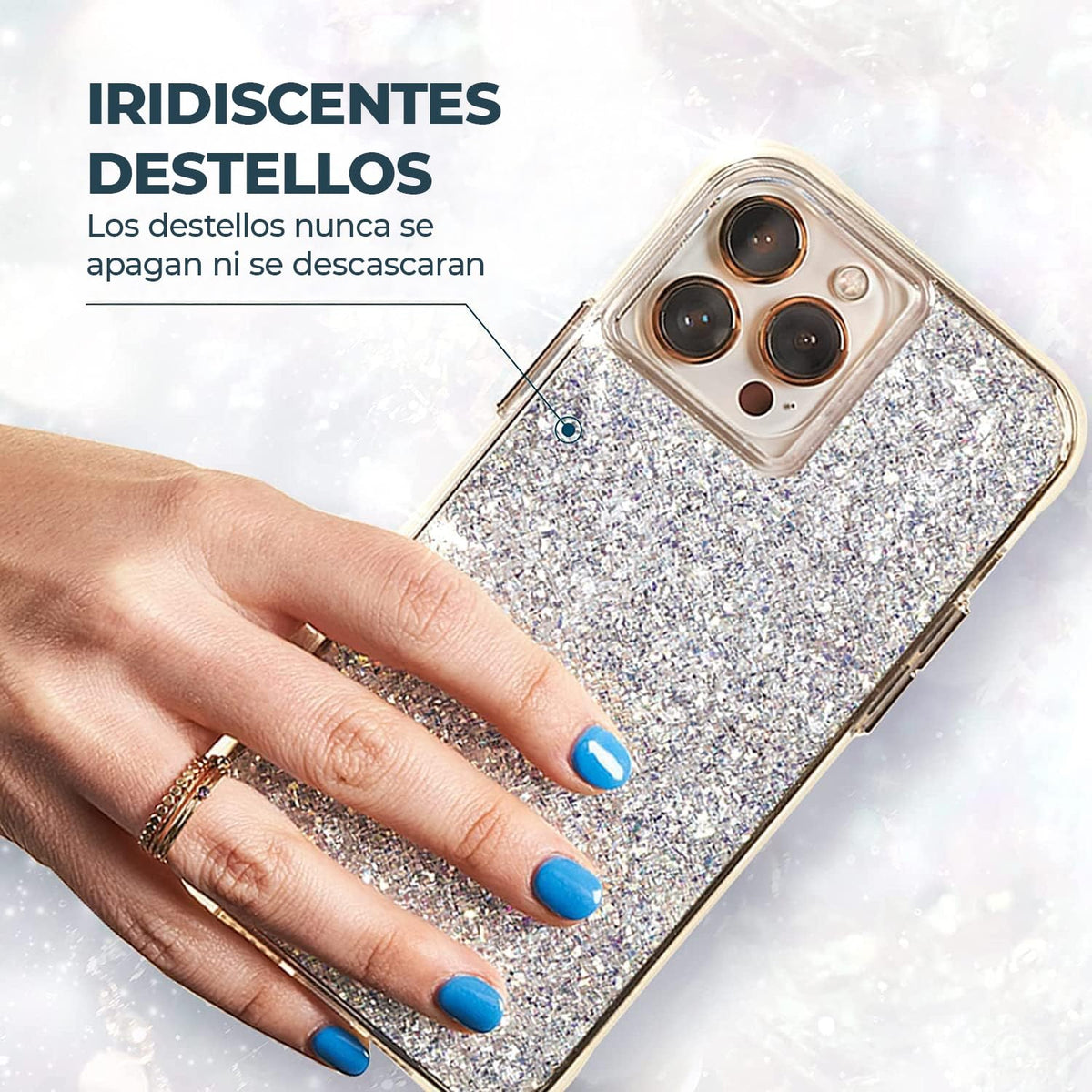 Case-Mate - Twinkle - Funda para iPhone 13 Pro MAX - Elementos Reflectantes de lámina - Protección contra caídas de 10 pies - 6.7 Pulgadas - Stardust