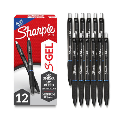Sharpie S-Gel Bolígrafos de Gel Punta Media, Azul y Variado - Azul - 12 Count (Pack of 1)