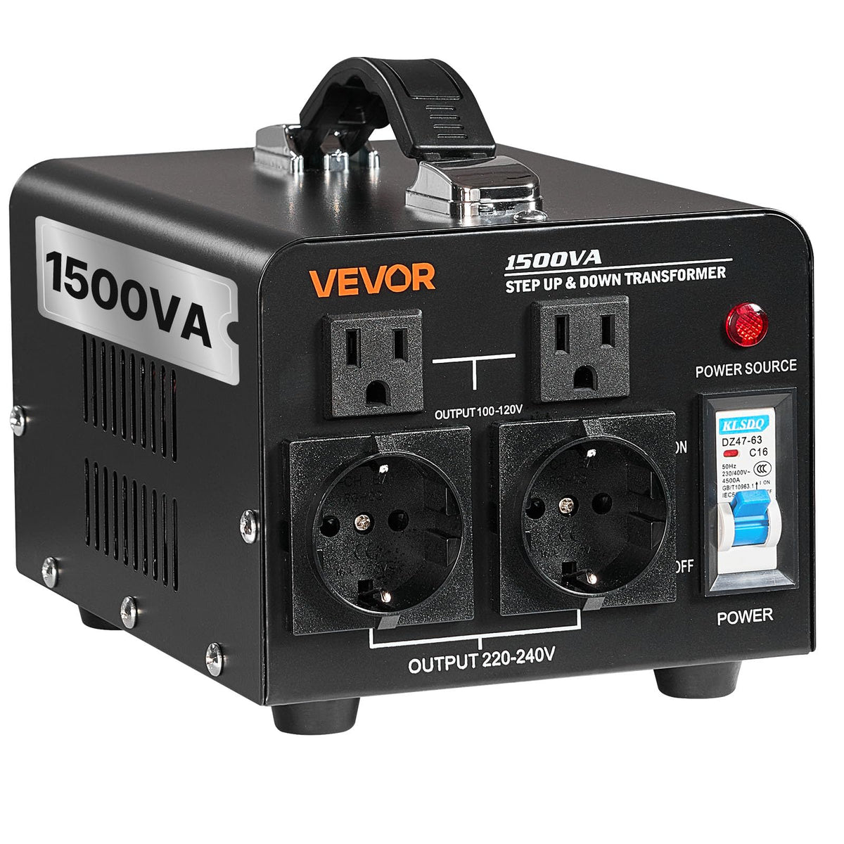 VEVOR Convertidor de Voltaje 1000 VA, Transformador Elevador/Reductor 110V-220V - 1500W