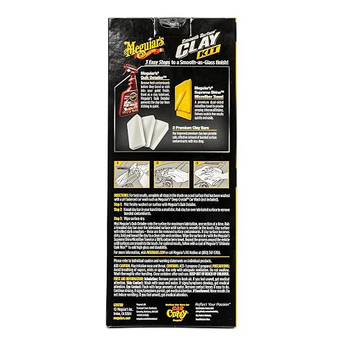 Meguiar's G191700, Smooth Surface Clay Kit, 5 Piezas | Arcilla segura y fácil para un acabado suave como vidrio